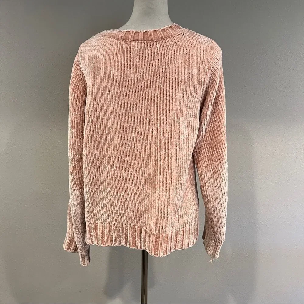 ModCloth peach color scoop neck‎ Chenille Sweater size medium